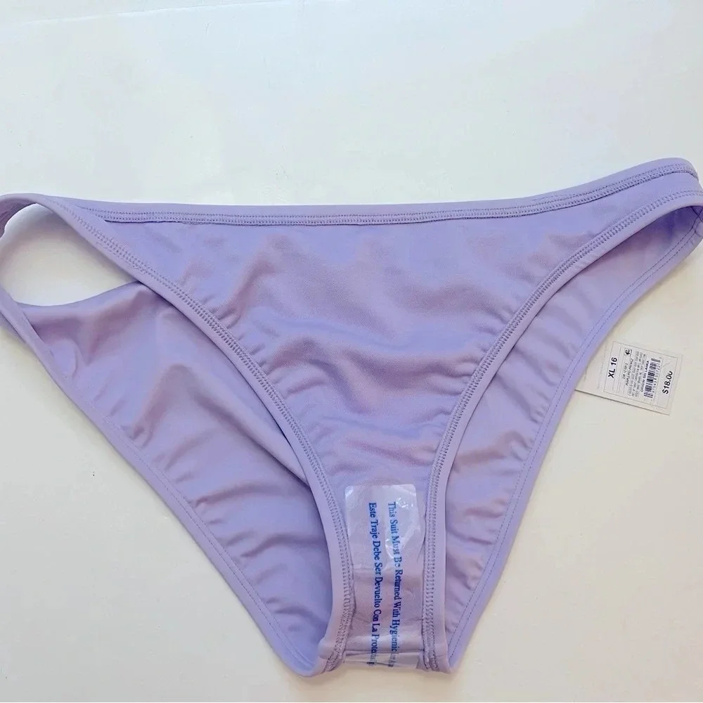Shade & Shore Low Rise High Leg Bikini Bottom Extra Cheeky Womens XL Purple New - Picture 9 of 10
